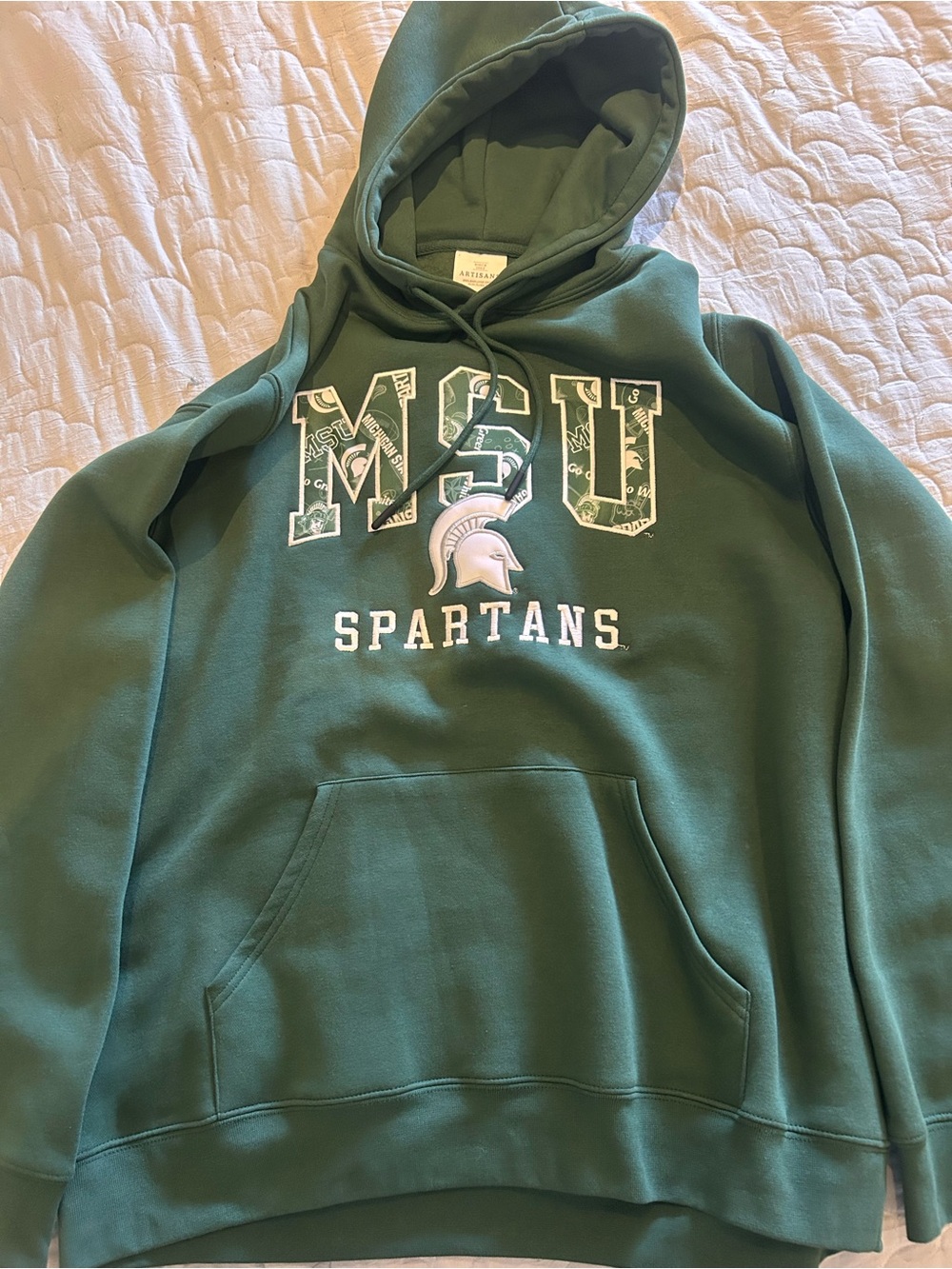 Artisan Green Hooded Sweatshirt with White Lettering